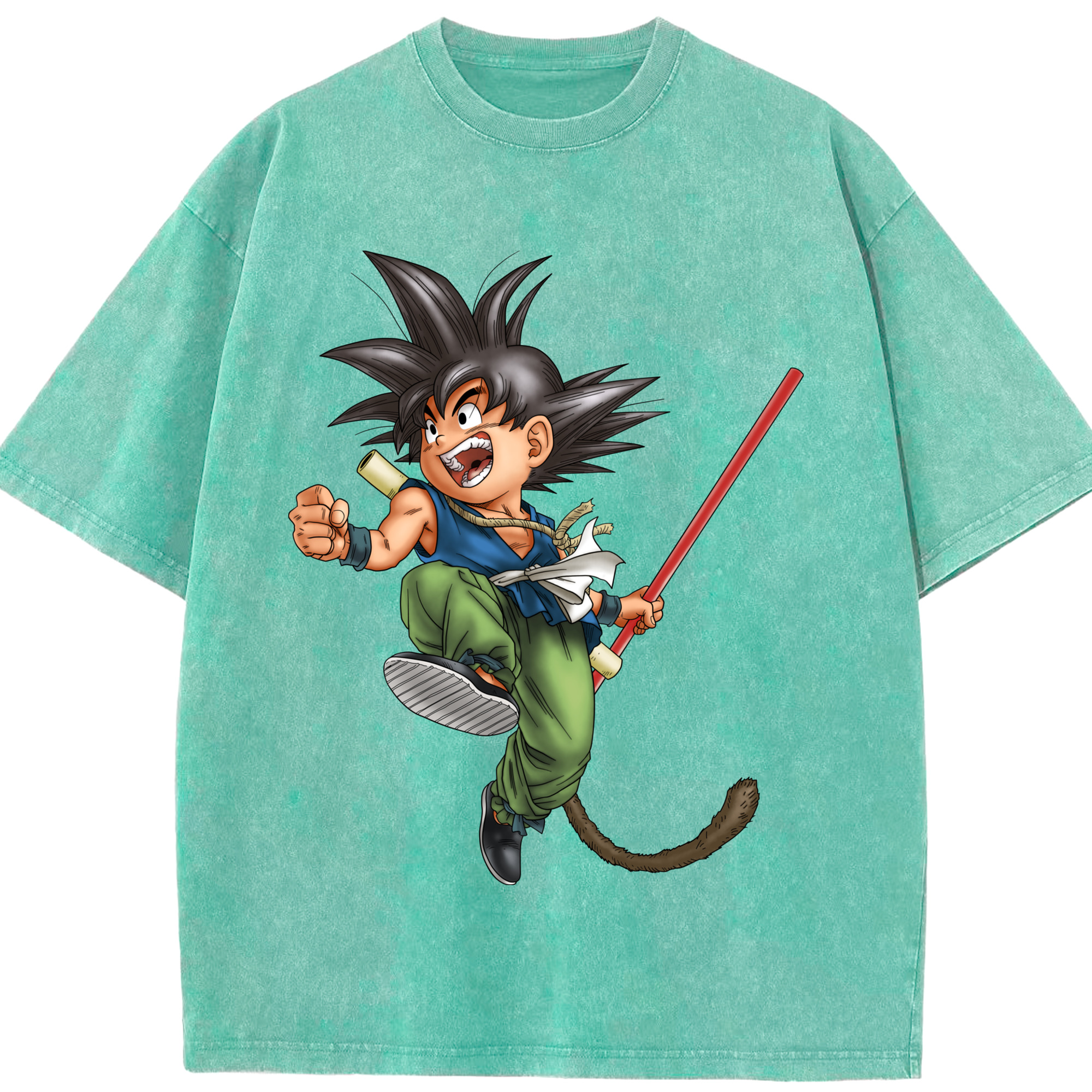 （画像用） ドラゴンボール 孫悟空（そん ごくう）Son Goku カカロット DRAGON BALL Kakarotto 綿100% ヴィンテージ風 半袖Tシャツ（フロントプリント）